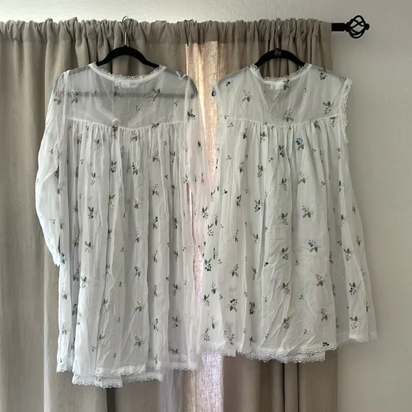 Queen Anne’s Lace by Eileen West Floral Embroidered Whimsical Garden Night Dress Pajamas